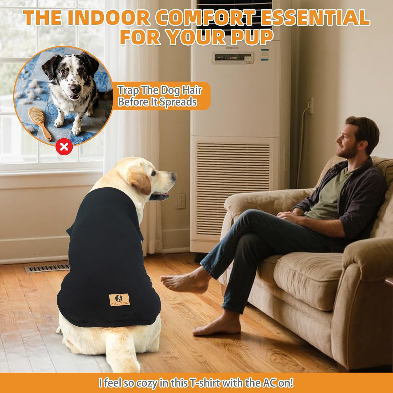 KOOLTAIL Boy Dog Clothes for Small Dogs, 2 Pack Cotton Fall/Winter Warm Dog T Shirts Coats for Outdoor, UV & Insect Protection Anti-Hair Loss & Lightweight Pet Vest Tank Tops Apparel, Black & Grey, S