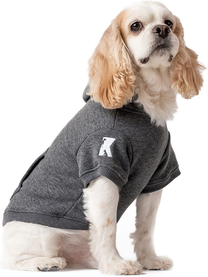 Koneseve Dog Hoodie Fleece Puppy Clothes Warm Sweater with Hat for Small Medium Dogs Cat Hooded Shirt Kitten Pet Basic Sweatshirt with Pocket Doggie Soft Winter Coat Apparel (Grey; 2XL)