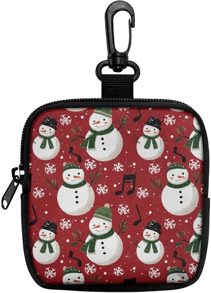KEIAHUAN Christmas Dog Training Bag Treat Pouch Xmas Puppy Training Small Bag with Carabiner Hand Free Puppy Walking Bag Christmas Coin Bags Small, Christmas Snowman