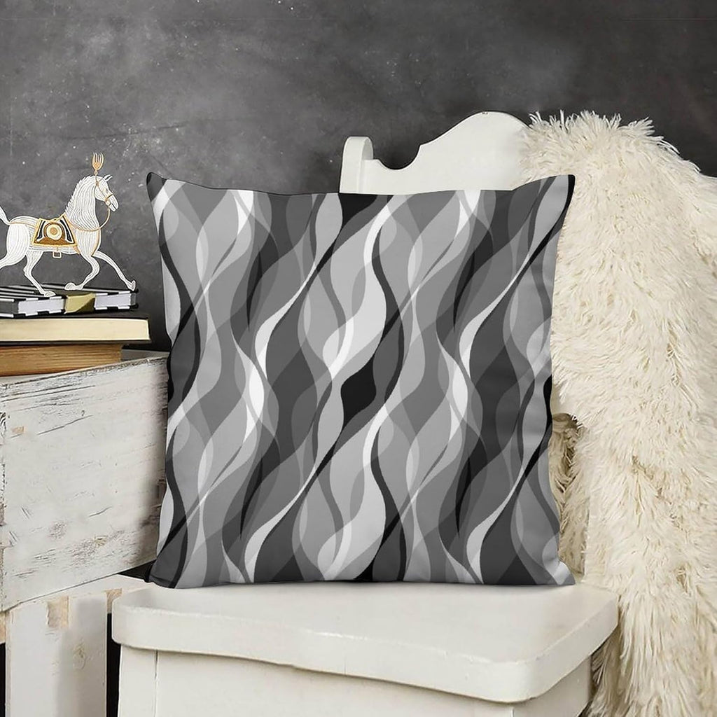 Grey Throw Pillow Covers Modern Abstract Black and Grey Striped Decorations for Bedroom Living Room Farmhouse Sofa Pillows Bed Couch 20x20 Inch