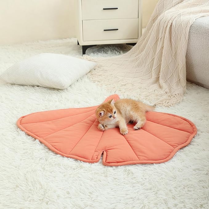 31 X 25 Inch Leaf Shaped Cotton Cat Bed Pad, Warming Cat Mat, Pet Warming Pad for Cats, Warmer Mat for Feral and Indoor Cats, 2025 Enlarged and Thickened Leaf Beds