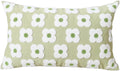 DECOBIRD Embroidery Throw Pillow Cover 12x20 Light Green Floral Design Home Decor Loop Embroidered Pillow Case Thick Cotton Canvas Square Cushion Cover for Couch 30x50cm, 4 Petal Flowers 1 Piece