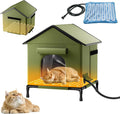 Heated Outdoor Cat House for Outsid-Wide Winter Shelter for Ferals - Cat House for Outdoor Cats, Heated House for Outside Weatherproof Insulated Protection 22.5 x 17 x 17