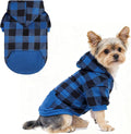 KOOLTAIL Plaid Dog Hoodie Pet Clothes Sweater with Hat and Pocket for Small Medium Large Size Dogs, Soft Winter Warm Dog Cold Weather Coat, Fleece Fall Dog Hooded Sweatshirt for Puppy Cats, Blue S