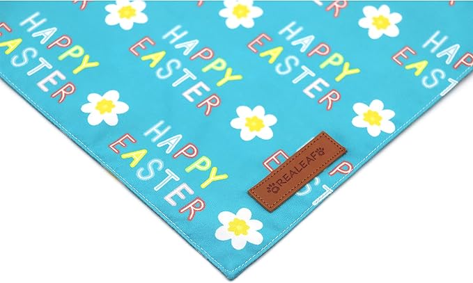 Realeaf Happy Easter Dog Bandanas 2 Pack, Reversible Pet Scarf for Boy and Girl, Premium Durable Fabric, Holiday Bandana for Small Medium Large and Extra Large Dogs (Large)