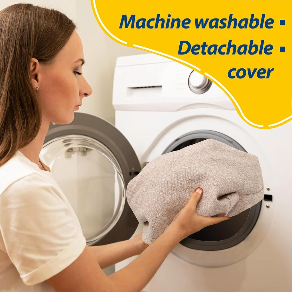 AAAAAcessories D-Shaped Chair Cushions, 2" Thick Dining Chair Pads with Ties and Removable, Machine-Washable Cover, 17" x 16", Set of 6, Oatmeal Beige