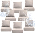 6" Thicker Outdoor Chair Cushion 8 Sets - 24" *24" *6" Waterproof Patio Furniture Cushions with Removable Cover, 28D High Density Sponge Filling Thicken Outdoor Patio Cushions - Beige