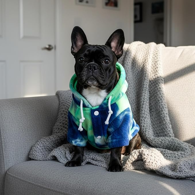 Mklhgty Tie Dye Dog Hoodie, Winter Coat for Small Dogs - Ultra-Soft Adjustable Warm Hood, Breathable Comfort Fabric for Daily Use