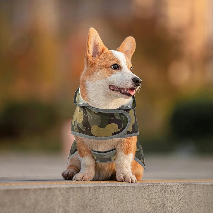 Dog Raincoat for Small Dogs Puppies Waterproof Hooded Rain Jacket with Reflective Strips Leash Hole & Poncho Adjustable Fit (CamoDuck,XS)
