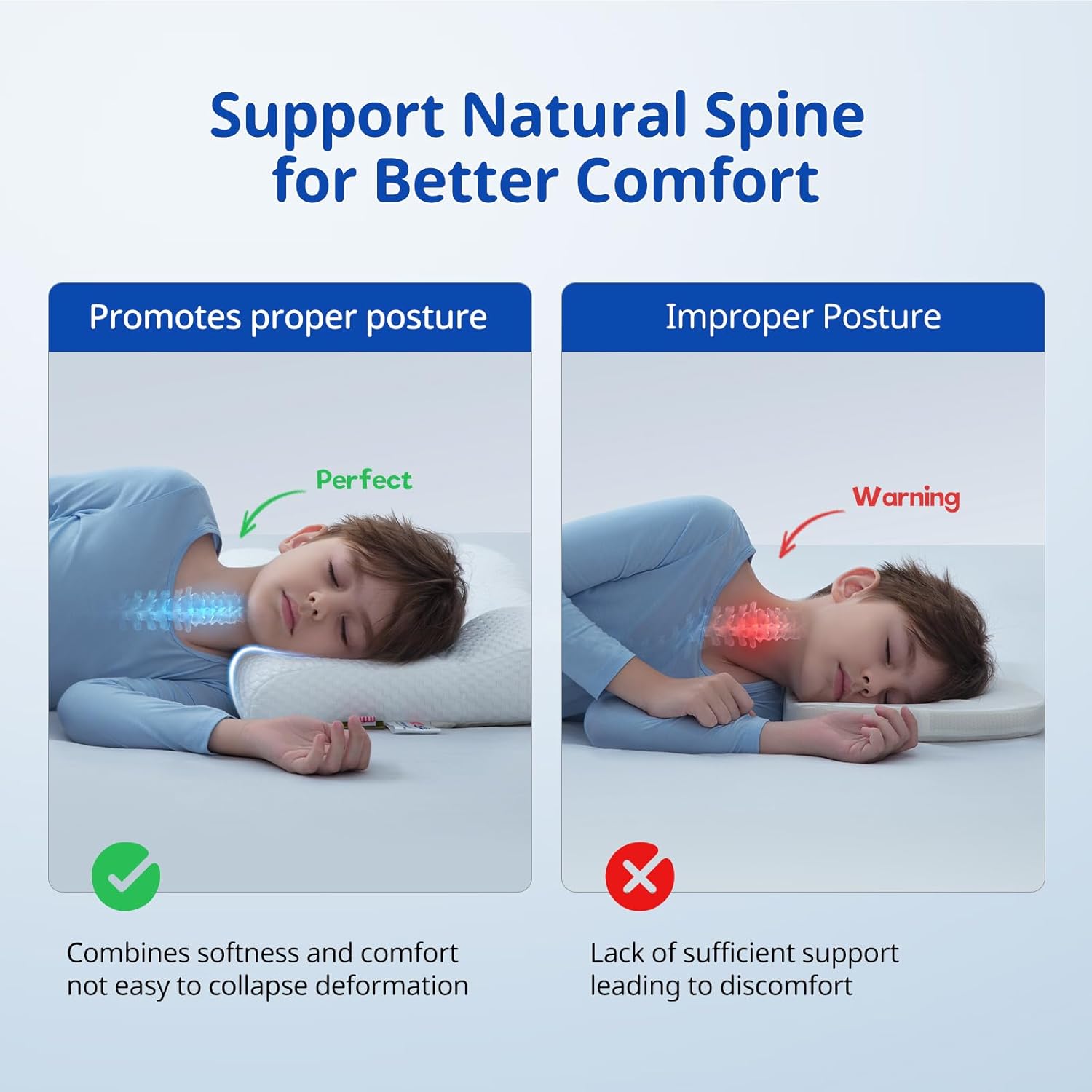 Toddler Pillow, Breathable & Cozy Machine Washable Kids Pillow, 21.6x13.8 Ergonomic Children Pillow for Boys and Girls Aged 3-8 (Height 2)