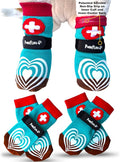 Medical First-Aid Double Sided Anti-Slip Cotton Dog Socks | PawFlex Comfy Pawz Silicone Nonslip at Inner Cuff for No Twisting or Sliding Off | Pet Paw Protection |Wound Care | Traction Control