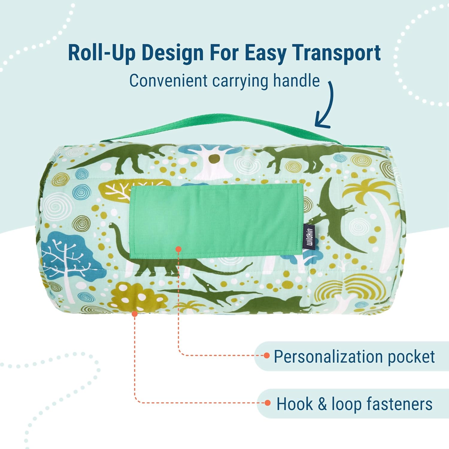 Wildkin Kids Original Nap Mat – Cozy Kids Sleep Mat with Pillow, Ideal for School & Travel - Dinomite Dinosaurs