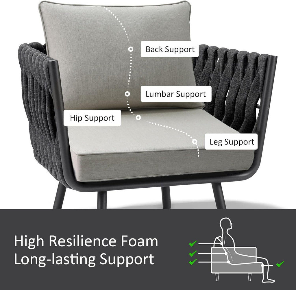 Sunbrella Outdoor Chair Cushions Set, 22" x 22", Set of 2, Water-Repellent, Fade Resistant, Deep Seat Bottom and Back Cushion for Backyard, Couch, Sofa and Patio Furniture, Specrtum Pebble