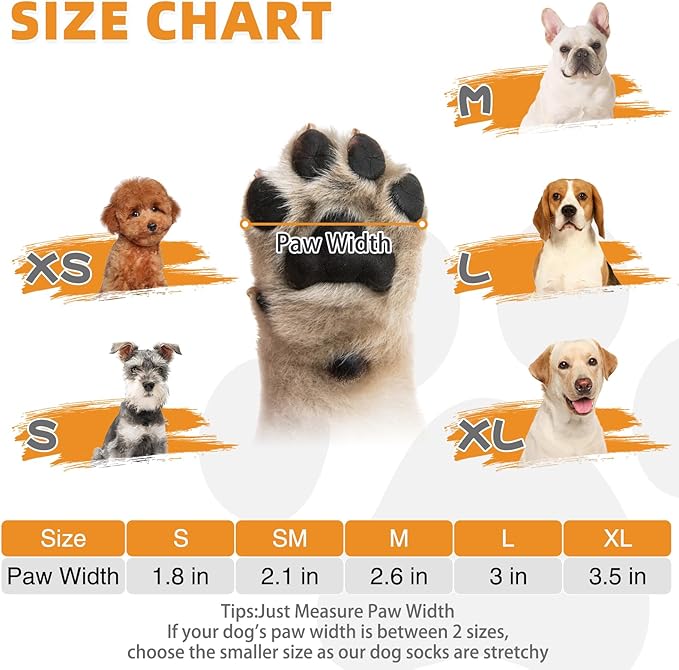 KOOLTAIL Anti Slip Dog Socks to Prevent Licking Paws,Dog Shoes for Hot Pavement, Reflective Traction Control Grip Booties, Dogs Boots & Paw Protector for Hardwood Floors Small Medium Large Senior Dogs
