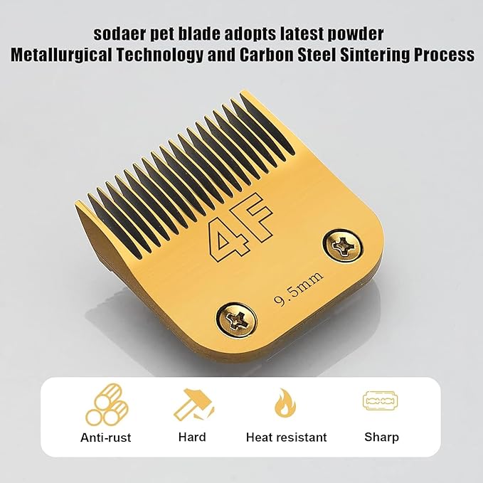 2PC #4FC Clipper Blade Dog Grooming Compatible with Andis Clippers Carbon Infused Steel Detachable Carbon Steel Sharp Edge Also Compatible with Wahl/Oster Dog Clippers