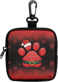 KEIAHUAN Christmas Paw Print Dog Treat Pouch Dog Training and Walks Snack Bag with Clasp Christmas Theme Pet Treat Container, Zipper Closure, Xmas Keychain Pouch Small Coin Bag