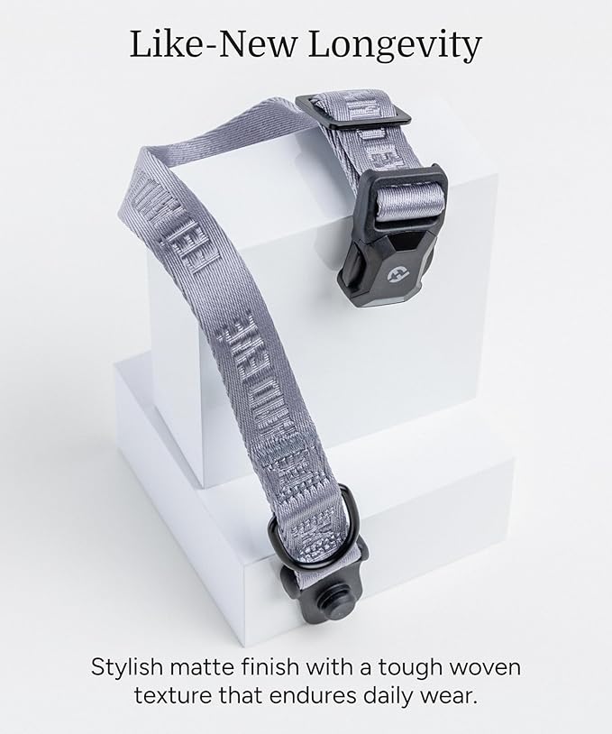 2025 New Edition, Fei & Eve MagEase Dog Collar - Patented Magnetic Buckles | Fur-Safe | Premium 210D Nylon | 450LB Escape-Proof | Adjustable Fit | Large (Twilight Gray)