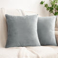 HWY 50 Gray Grey Velvet Throw Pillow Covers 16x16 Inch, Pack of 2 Soft Cozy Solid Decorative Luxury Cushion Cases for Couch Sofa Bed Living Room Bedroom