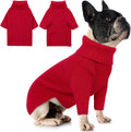 Queenmore Turtleneck Large Dog Sweater, Plaid Dog Sweater with Check Pattern, Long Sleeve Holiday Doggie Sweaters, Solid Pet Sweaters for Large Breeds, Red L