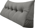 Triangular Reading Bed Rest Pillow Large Bolster Cushion Headboard Backrest Wedge Pillow with Removable Cover and Two Large Side Pockets (Grey, California King: 71 x 8 x 20 inches)