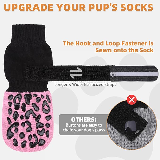 KOOLTAIL Anti Slip Dog Socks to Prevent Licking Paws,Dog Shoes for Hot Pavement, Reflective Traction Control Grip Booties, Dogs Boots & Paw Protector for Hardwood Floors Small Medium Large Senior Dogs