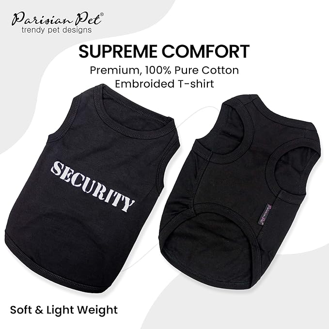 Parisian Pet Security Dog Shirt - Security Costume for Dogs - Halloween Pet Vest - Pet Halloween Costumes - Dog Apparel & Accessories - Sleeved Pet Costume - XL