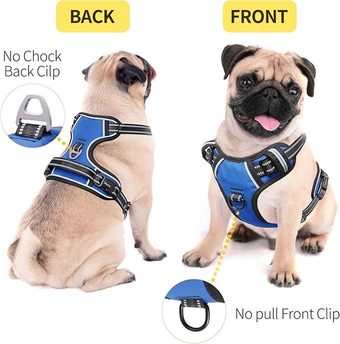 HEELE Dog Harness Harness for Small Dogs No Pull Dog Vest Harness for Small Dog with Soft Padded Handle Reflective for Outdoor Training, Blue, S