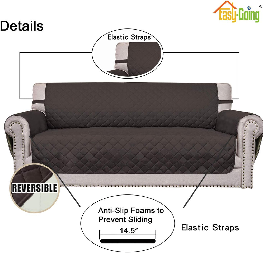 Easy-Going Chair Sofa Slipcover Reversible Sofa Cover Water Resistant Couch Cover Furniture Protector Cover with Elastic Straps for Pets Kids Children Dog Cat (Chair, Chocolate/Ivory)
