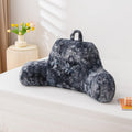 A Nice Night Faux Fur Reading Pillow Bed Wedge Large Adult Children Backrest with Arms Back Support for Sitting Up in Bed/Couch for Bedrest,Tie Dyed Gray
