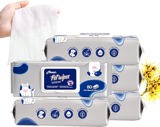 MIOSSZI 400 PCS Dog Cleaning Wipes for Paws and Butt Dog Wipes Cleaning Deodorizing Pet Wipes for Dogs & Cats for Dogs Grooming Wipes Extra Thick Puppy Wipes