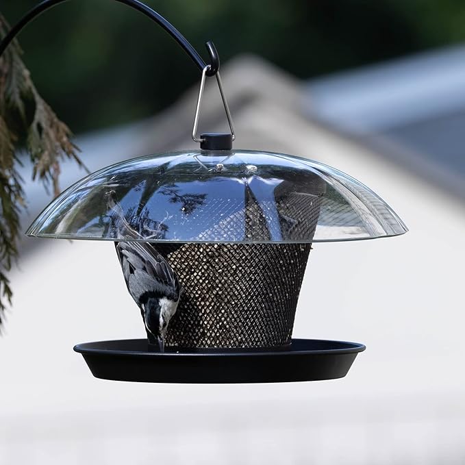 Kingsyard Bird Feeder for Outside, Dual-Use Metal Mesh Wild Bird Feeder with Weatherproof Dome Dual, 2.5 lbs Seed Capacity for Finch Cardinal