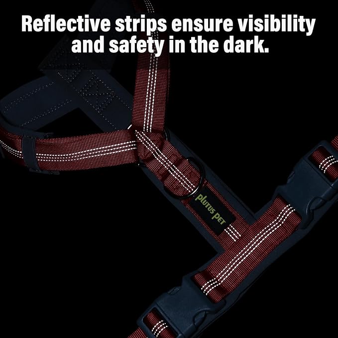Plutus Pet No Pull Dog Harness, Adjustable Nylon Harness with Soft Padding, Reflective and Heavy Duty Dog Harness for Small, Medium, Large Dogs(Red, S)