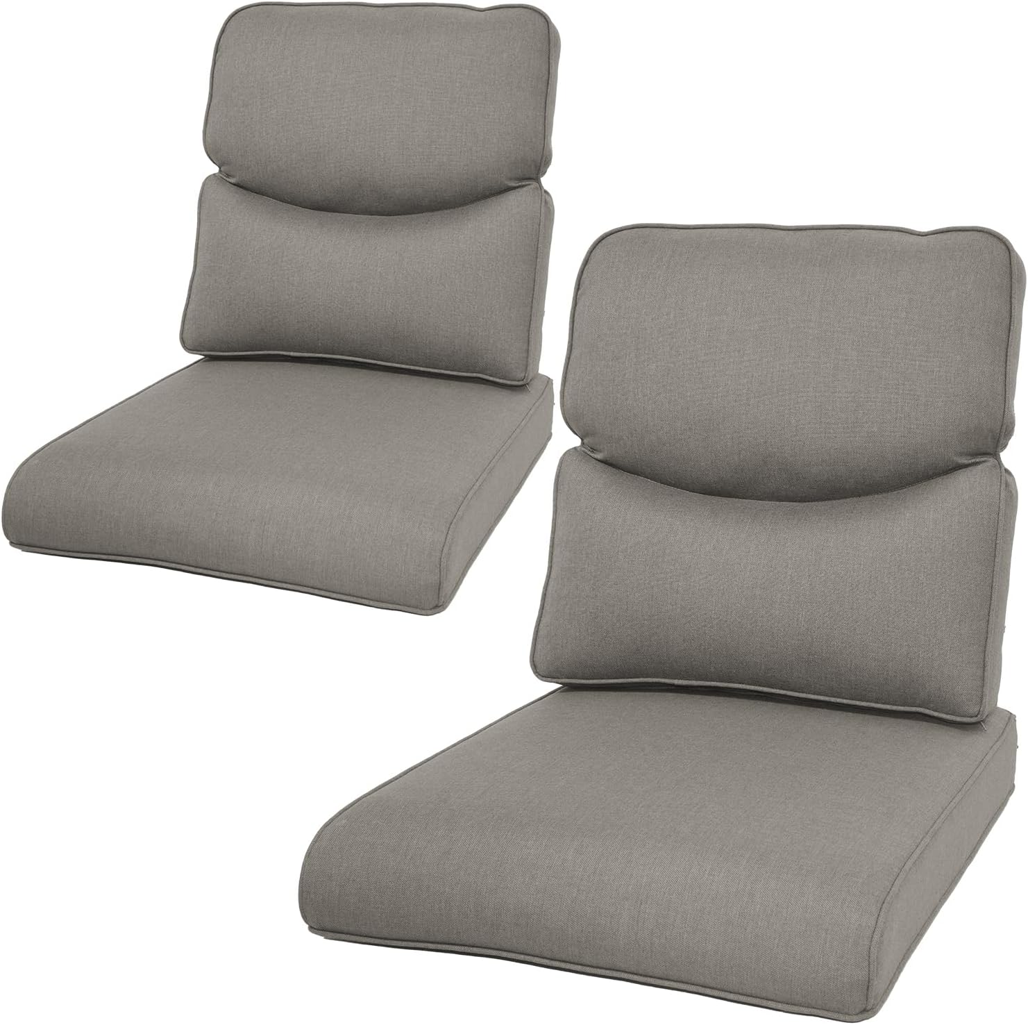 Rilyson Patio Cushions for Outdoor Furniture - 22×24 Inches High Back and Deep Seating Outdoor Cushion for Patio Chairs Sofa Couch Loveseat Water Resistant(Grey/2 Set/Smile)