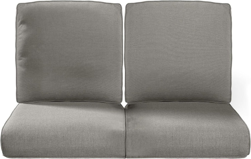 Pop 22x25/22x24 Outdoor Chair Cushions Set of 2 - High Back Deep Seat Water-Resistant Patio Wicker Chairs Cushion for Rattan Dining Rocker Glider Loveseat Couch Sectional Sofa - Grey/Classic