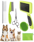 Dog Brush for Shedding Grooming,6 Pack Long-Pin Brush Set for Long Haired Dog Cat Goldendoodles Poodles Doodles Green