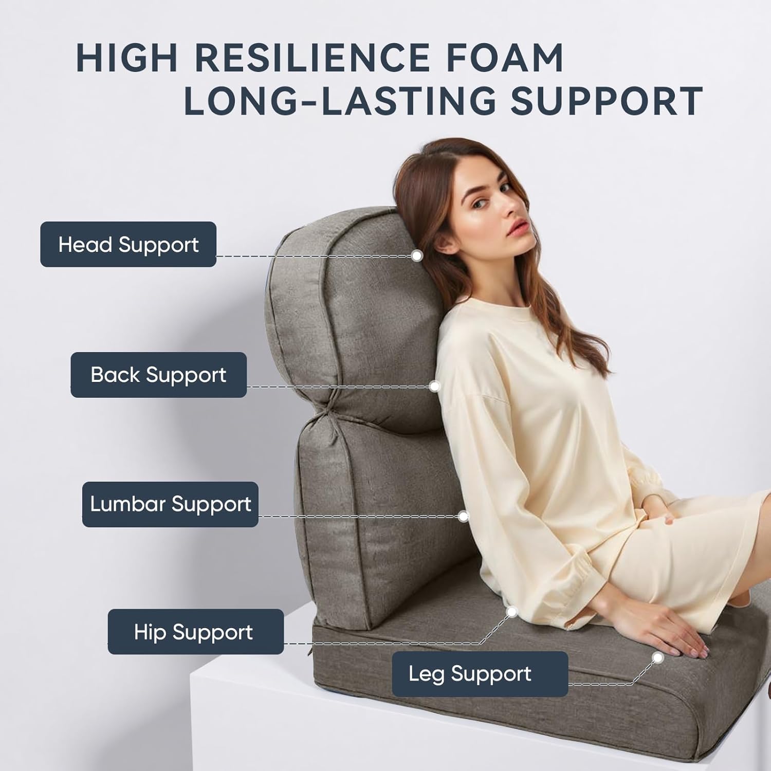 Outdoor Rattan Chair Cushions 2 Packs - Outside High Back Comfortable Thickened Pillow 22x24 with Zipper Cover for Patio Rocking Swivel Chairs Loveseat Sofa – Grey/Crescent