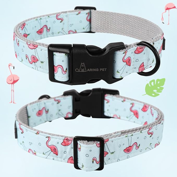 ARING PET Flamingo Dog Collar-Cute Summer Small Dog Collars, Adjustable Lightweight Cotton Pet Collars for Small Medium Large Boy and Girl Dogs, X-Small