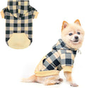 KOOLTAIL Plaid Dog Hoodie Pet Clothes Sweater with Hat and Pocket for Small Medium Large Size Dogs, Soft Winter Warm Dog Cold Weather Coat, Fleece Fall Dog Hooded Sweatshirt for Puppy Cats, Beige S