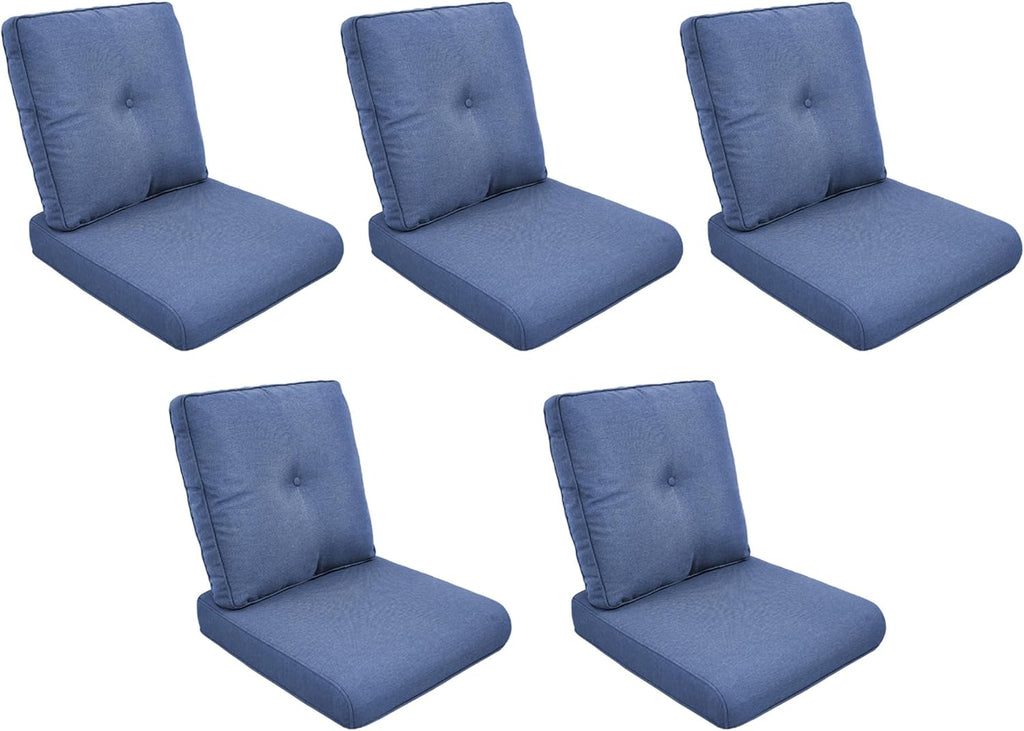Patio Cushions for Outdoor Furniture - 22" x 25" x 4" UV Resistant Thick Foam Cushions Water Resistant Replacement Cushion for Outdoor Patio Furniture Chair/Sofa/Couch | Blue | 5-Pack |