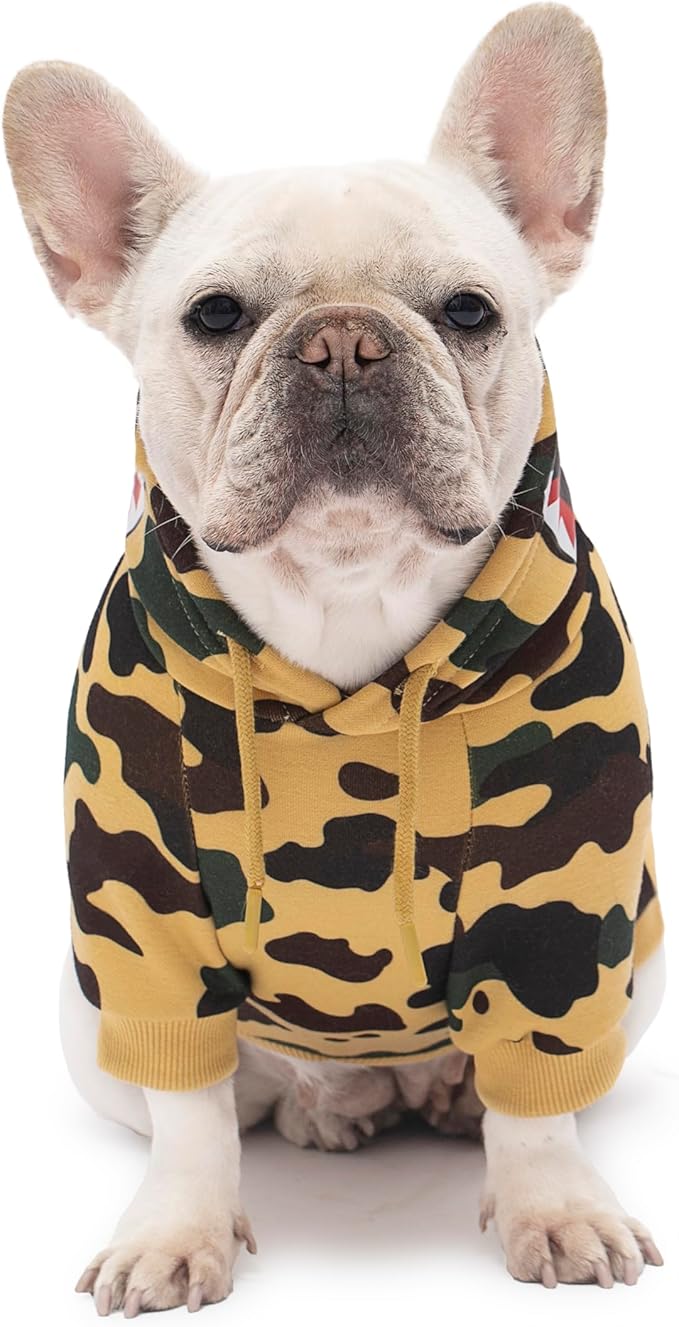 Camo Dog Hoodie Dog Clothes Extra Warm Fleece Lining Stretchy Fit for Small Medium Large Dogs ((Yellow, XXX-Large)