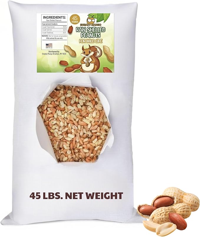 Premium Quality Raw Out of Shell Peanuts for Wildlife - 45 Pounds - Shelled Peanuts- Grown in The USA, for Squirrels, Deer, Birds