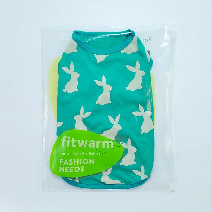 Fitwarm Easter Bunny Dog Shirt, Dog Clothes for Small Dogs Boy Girl, Pet Cat Holiday Outfit, Teal Green, XXL