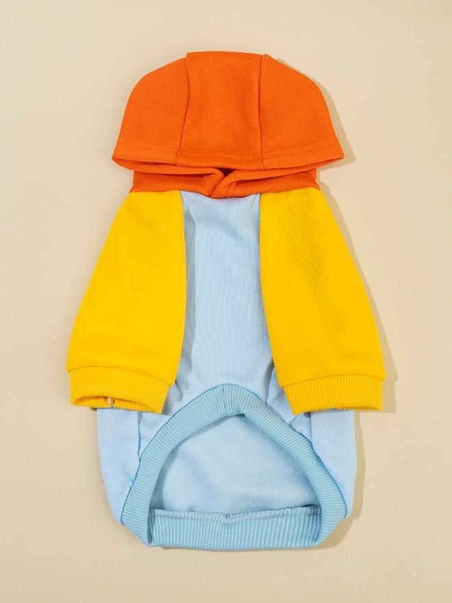 QWINEE Basic Dog Hoodie Sweatshirt Puppy Sweater Warm Cat Costumes Pet Clothes for Chihuahua Puppy Kitten Small Medium Dogs Orange and Blue Large
