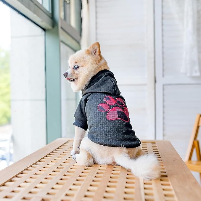 KOOLTAIL Plaid Dog Hoodie Pet Clothes Sweater with Hat and Pocket for Small Medium Large Size Dogs, Soft Winter Warm Dog Cold Weather Coat, Fleece Fall Dog Hooded Sweatshirt for Puppy Cats, Black SM