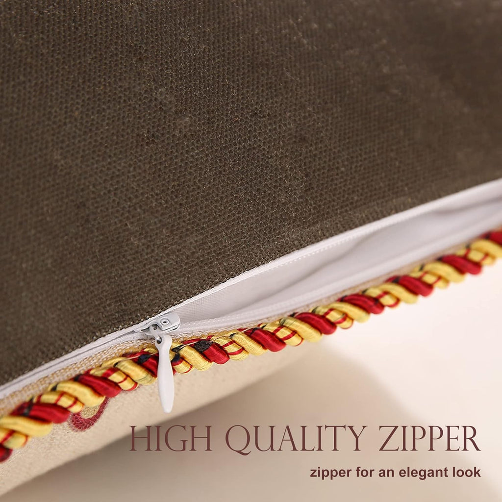 patdrea Designer Throw Pillow Covers 12"x20",Vintage Red Flying Bird Pattern Linen Pillowcases with Tassel Edges Pillows Cover for Couch,Decorative Rectangle Cushion for Living Room Outdoor Car