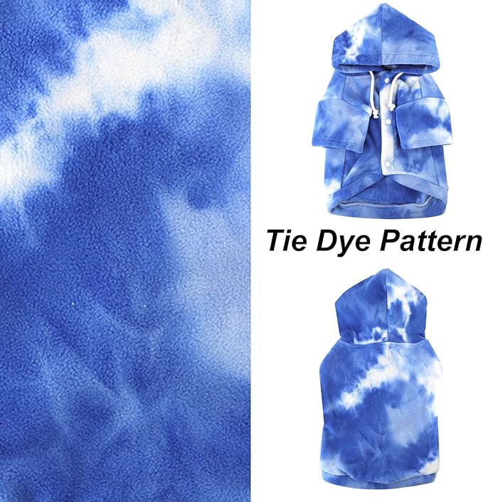 Mklhgty Tie Dye Dog Hoodie, Winter Coat for Small Dogs - Ultra-Soft Adjustable Warm Hood, Breathable Comfort Fabric for Daily Use