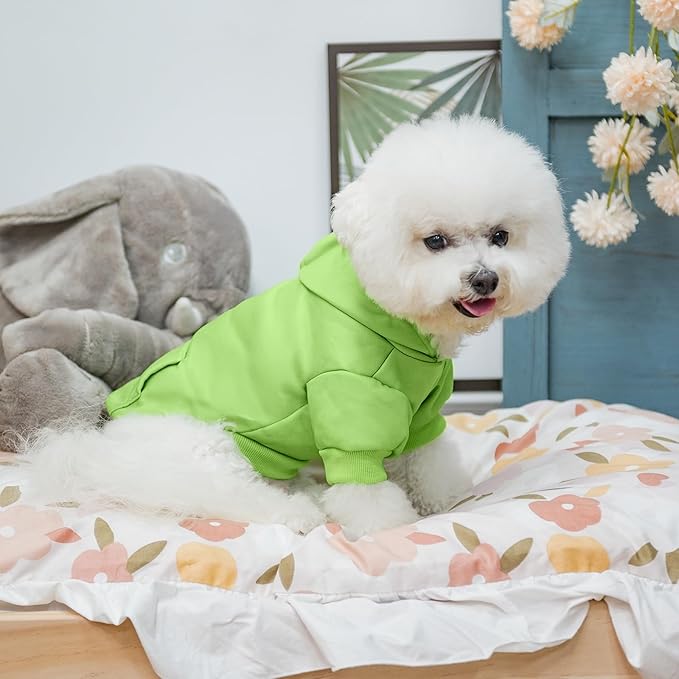 KOOLTAIL Basic Dog Hoodie - Soft & Warm Dog Hoodie Sweater with Leash Hole and Pocket, Dog Winter Coat, Cold Weather Clothes Sweatshirt for Small Medium Large Dogs Puppy Cat Boys Girls Green M