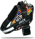 Personalized No-Pull Dog Harness with Name Patch, Adjustable, Reflective, Padded, Heavy Duty Pet Vest to Prevent Tugging, Pulling, or Choking, Training and Walking, Motorsport, S