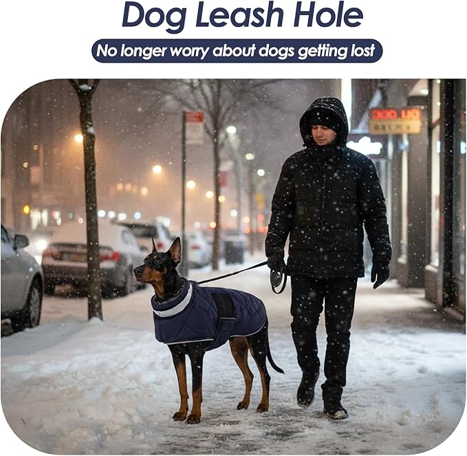 Dog Winter Coat Warm Padded Puppy Jacket Windproof Water Resistant Clothes for Small Medium Large Pets Christmas Sweater Outfit Vest(DarkBlue, XL)