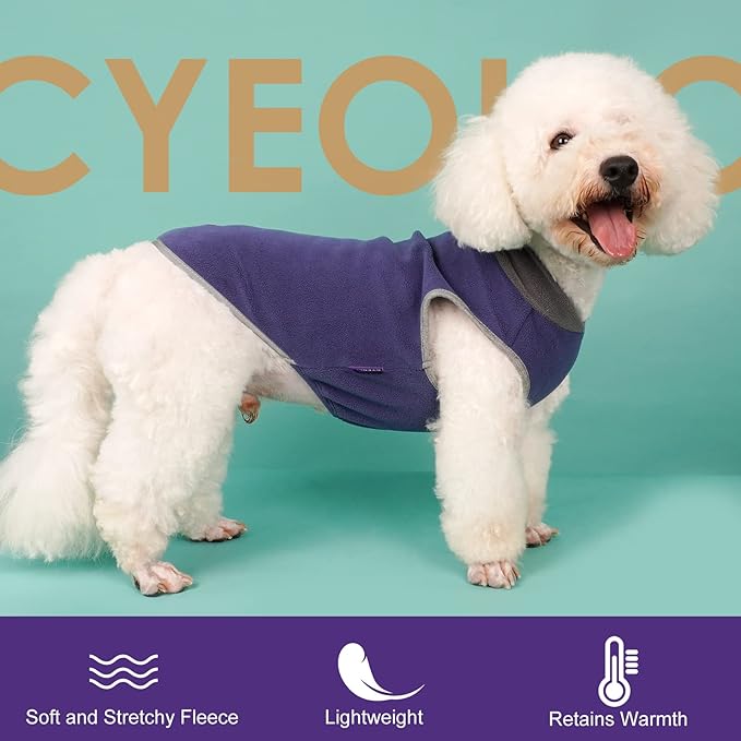 cyeollo 2 Pack Dog Sweater Stretchy Sweatshirt Soft Fleece with Reflective Stripe Pullover Jacket Pet Puppy Dog Clothes in Cold Weather Sweaters for Small Dogs Navy & Grey